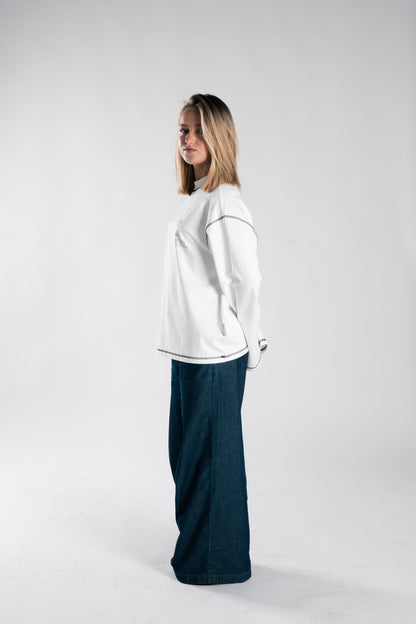 NoirGrisBlanc Long sleeve  White Outline