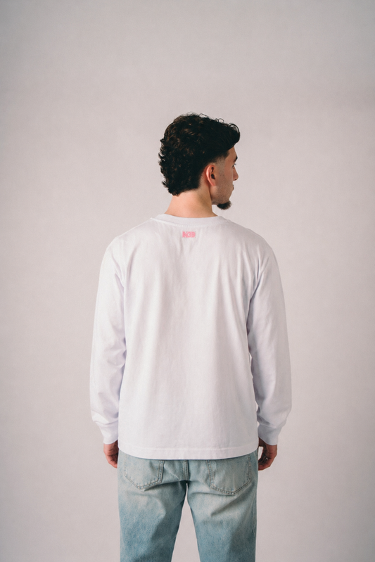 FRENCH KISS LONGSLEEVE - WHITE & PINK