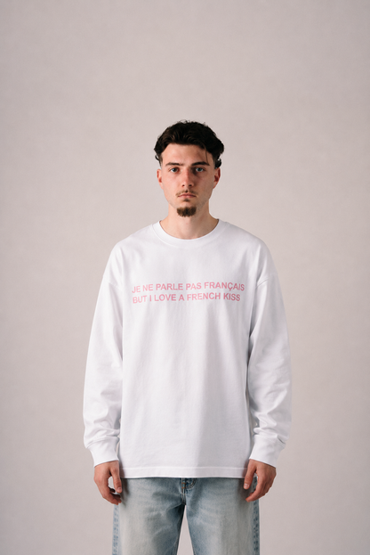FRENCH KISS LONGSLEEVE - WHITE & PINK