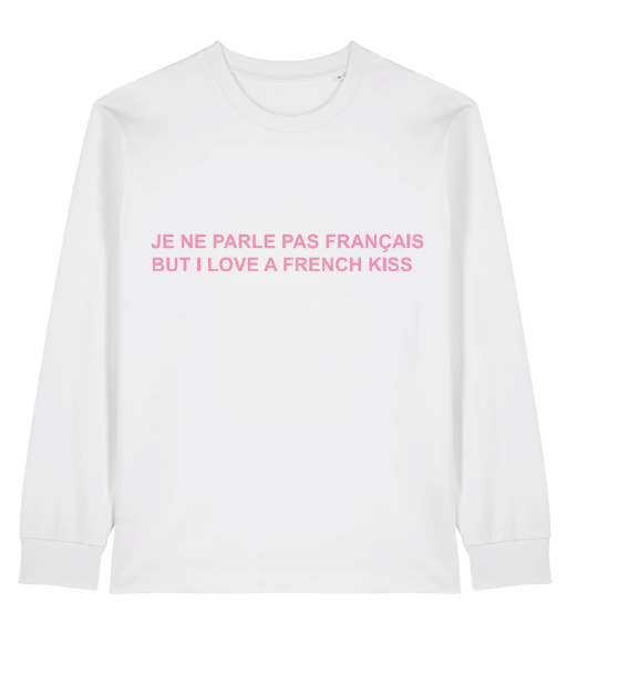 FRENCH KISS LONGSLEEVE - WHITE & PINK