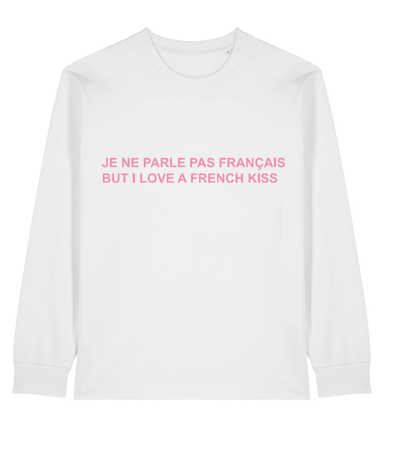 FRENCH KISS LONGSLEEVE - WHITE & PINK